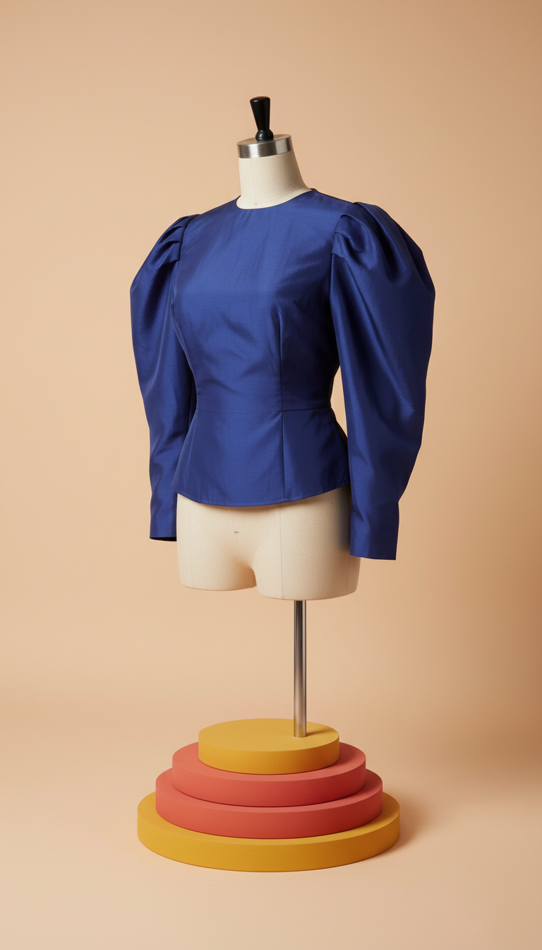 Urban Sapphire sculptural sleeve blouse